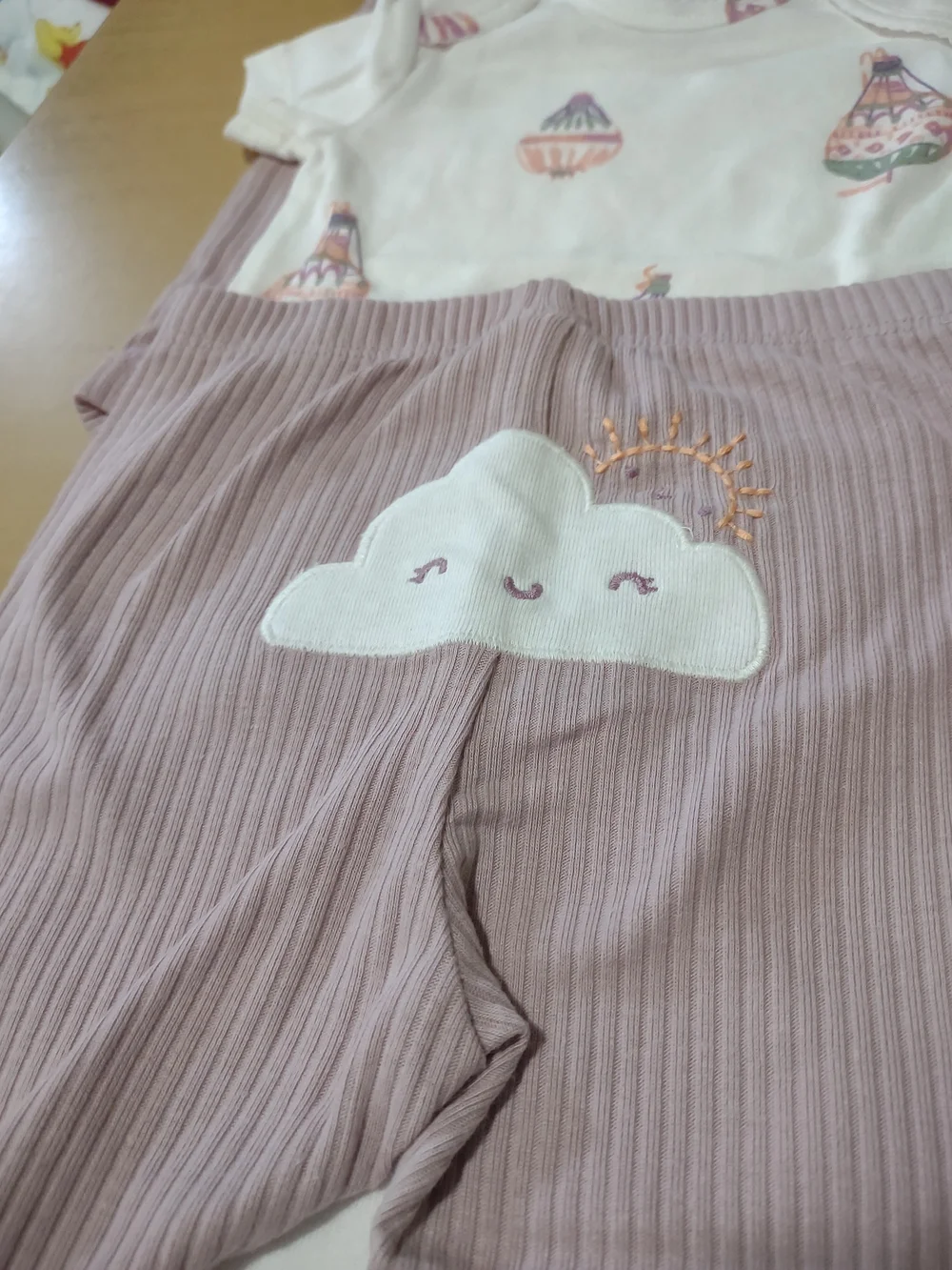 Carter's 9MO. Girls' Mauve 3.Pc. Hot Air Balloon Print Bodysuit Set